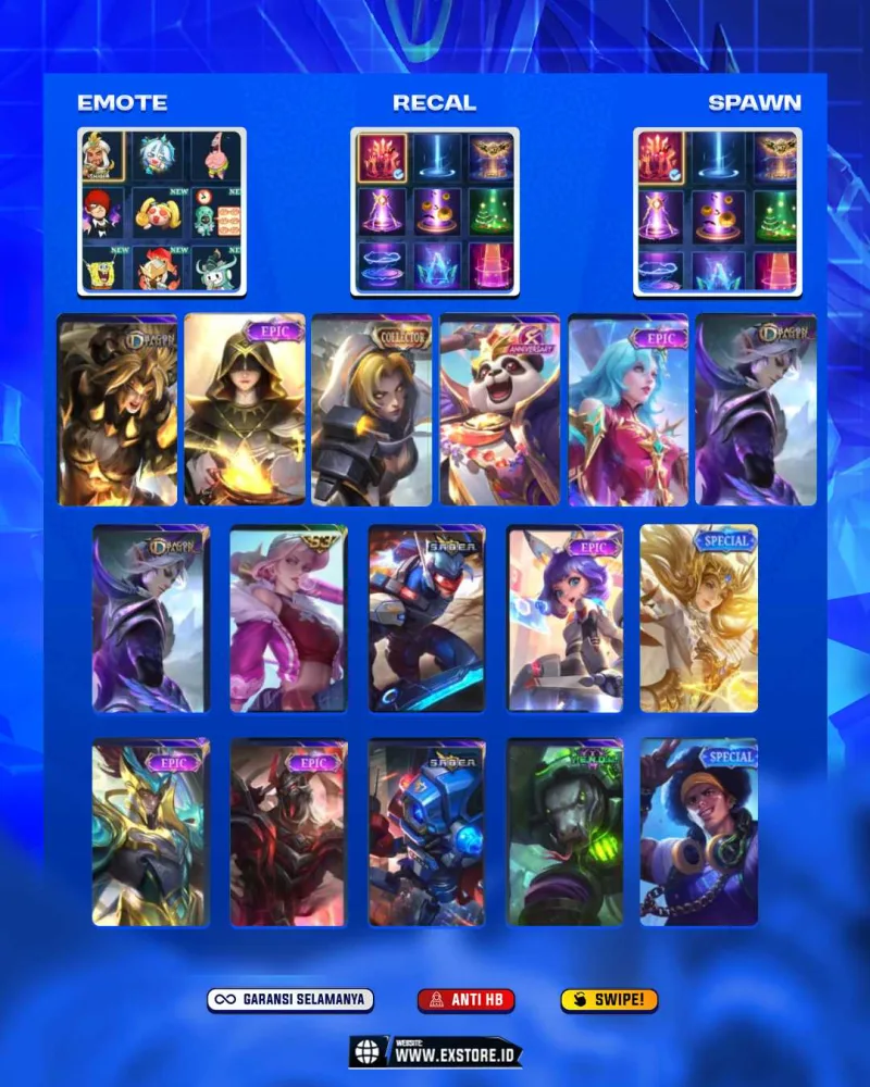 LING DRAGON TIMER + SABER SABER + GROCK VENOM  +  MOSKOV EPIC + ZILONG EPIC + LUNOX EPIC +