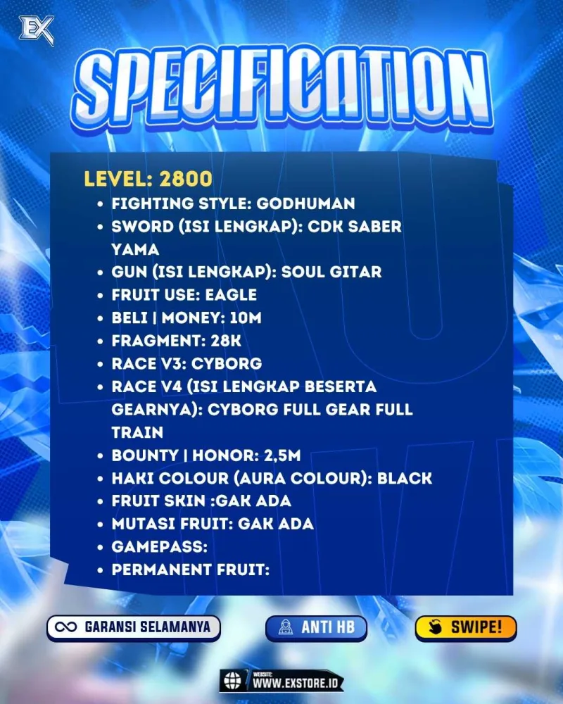 GODHUMAN + CDK + SOUL GITAR + CYBORG FULL GEAR FULL TRAIN