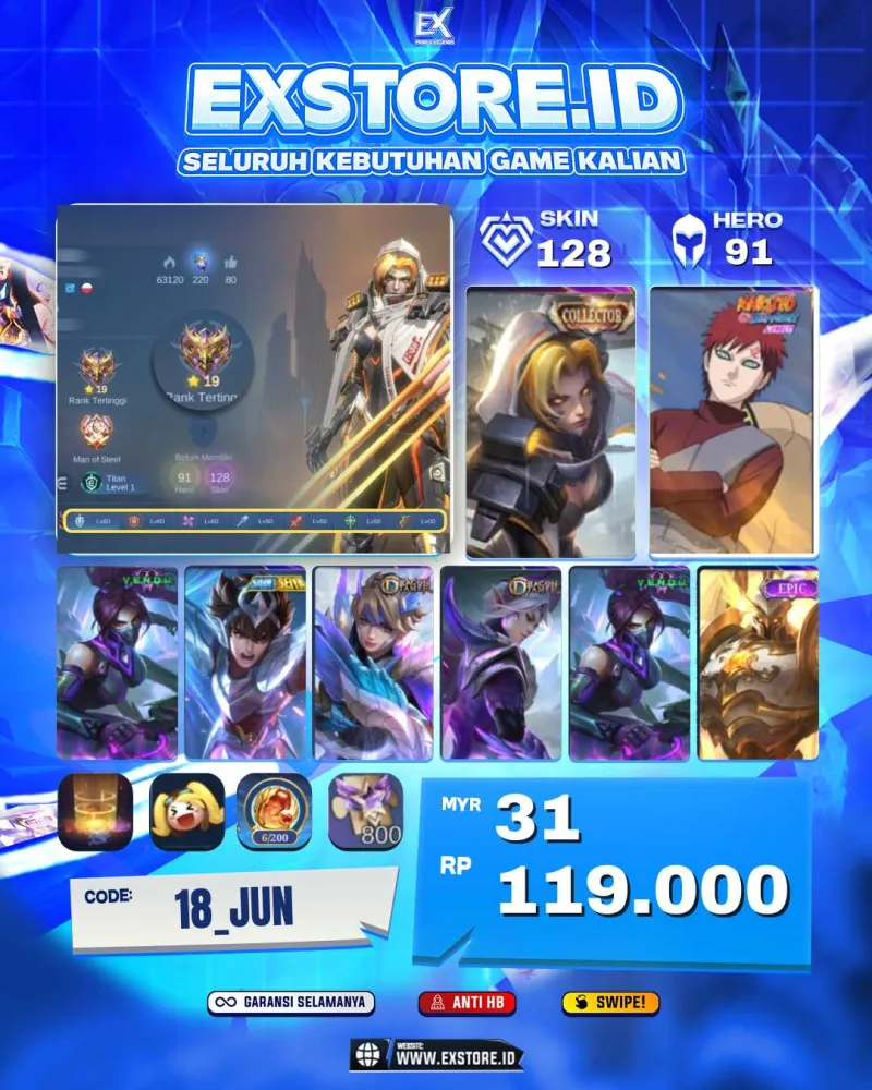 NATALIA COLLECTOR + VALE GAARA + HANABI VENOM + BADANG SAIN SEIYA + LACELOTE EPIC