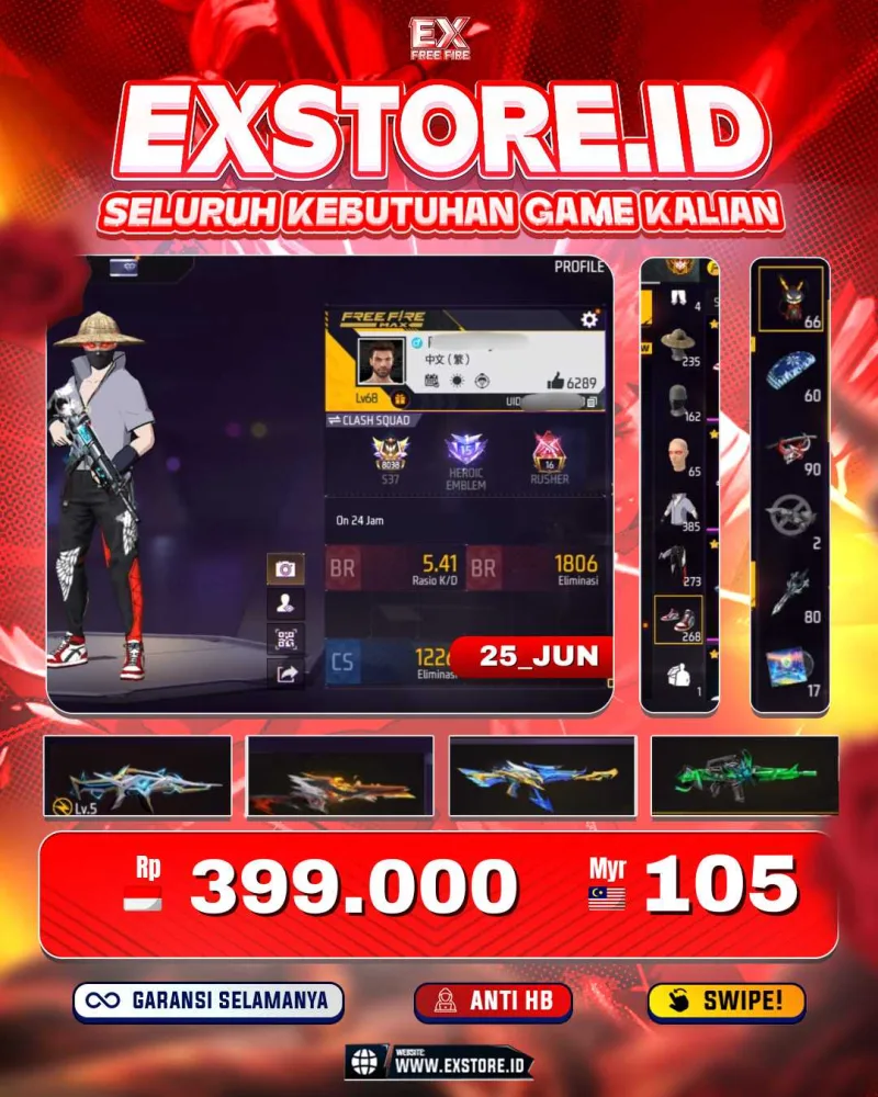 SEPATU JORDAN + TOPI JERAMI + SCAR TITAN + EVO 1 LV5 + VAULT 385 + ANGEL MERAH