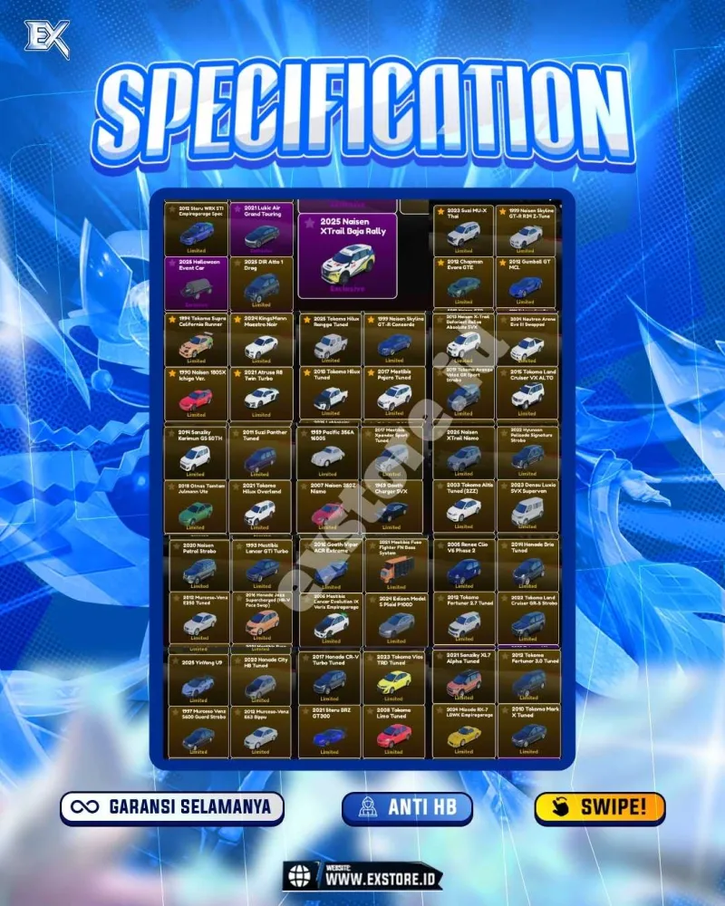 LIMITED CARS 160 + GAMEPASS 6 + DDS 18 LIMITED + GAMEPASS 6