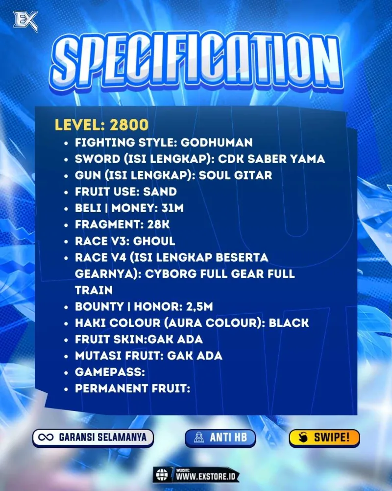 GODHUMAN + CDK HS + SOUL GITAR + CYBORG FULL GEAR FULL TRAIN