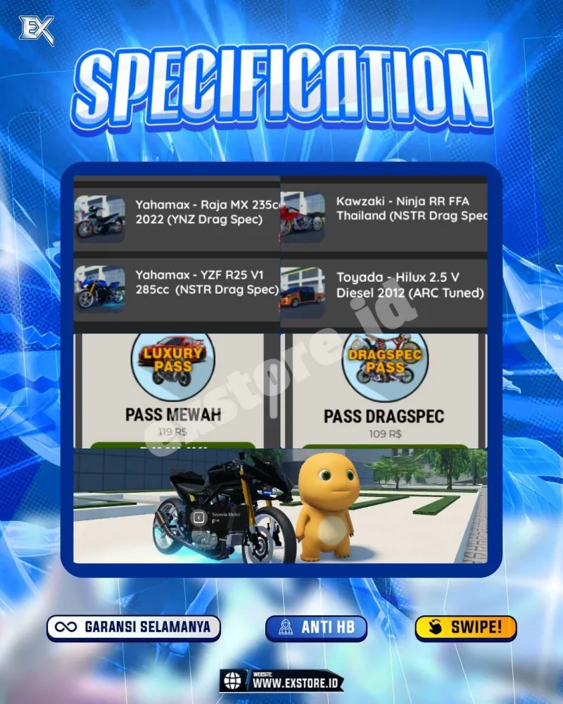 LIMITED CARS 21 + GAMEPASS 3 + DDS MOTOR LIMITED 4 + GAMEPASS 2 + FISCH LEVEL 1500