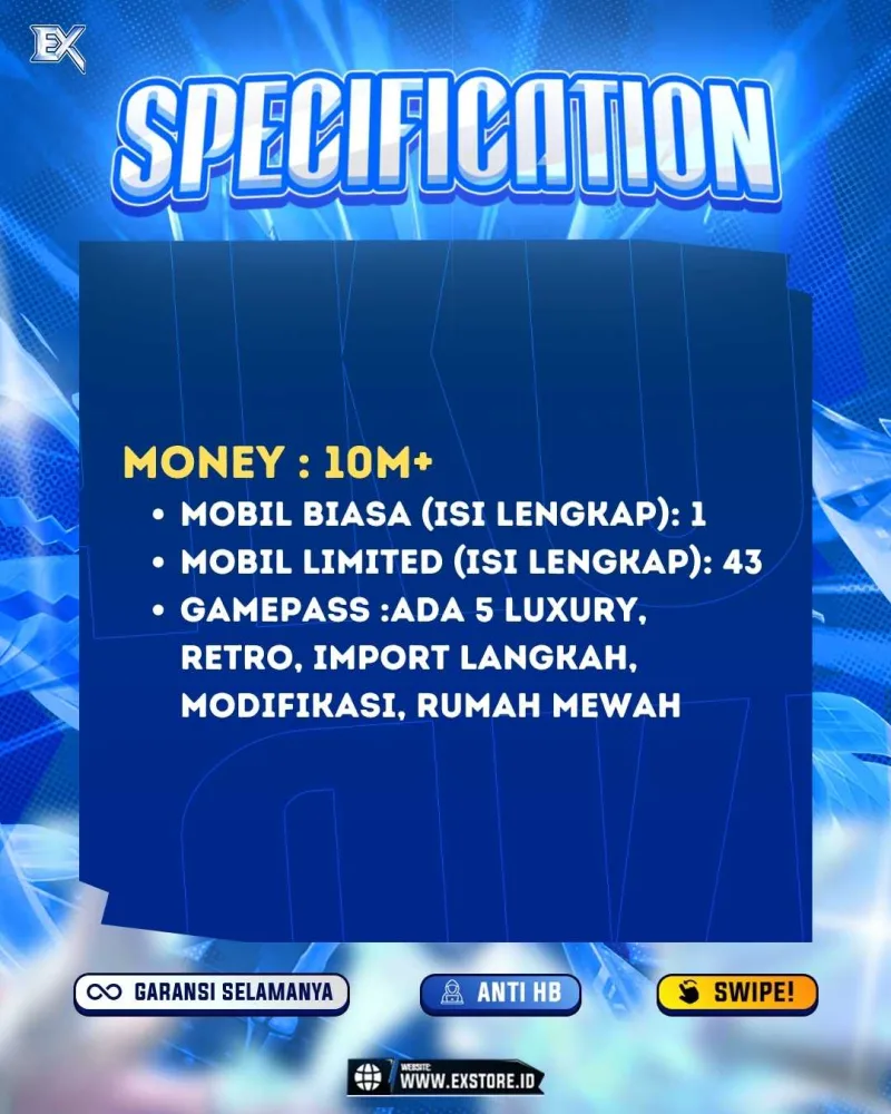 LIMITED CARS 43 + GAMEPASS 5