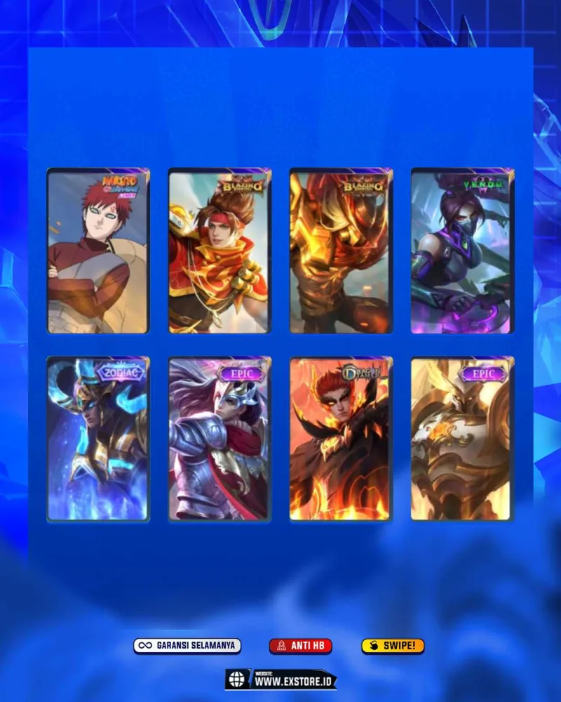 SUYOU SASUKE + LUNOX LEGEND + YSS COLLECTOR + CLAUDE PRIME + YU ZHONG PRIME + LANCELOT LUCKYBOX