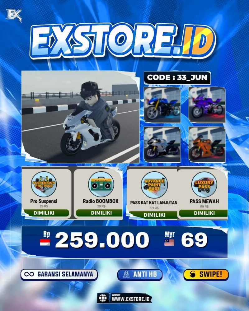 MONEY 106M + MOTOR LIMITED25 + GAME PASS 10