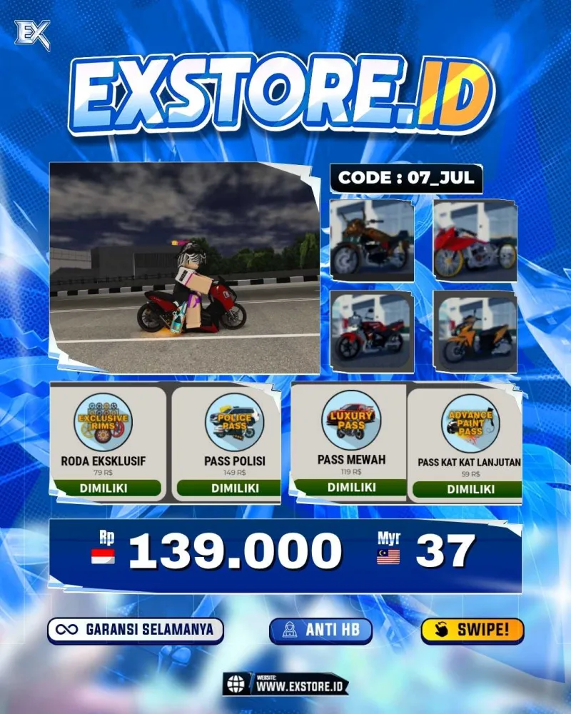 MONEY 8M + MOTOR LIMITED 6 + GAME PASS 8