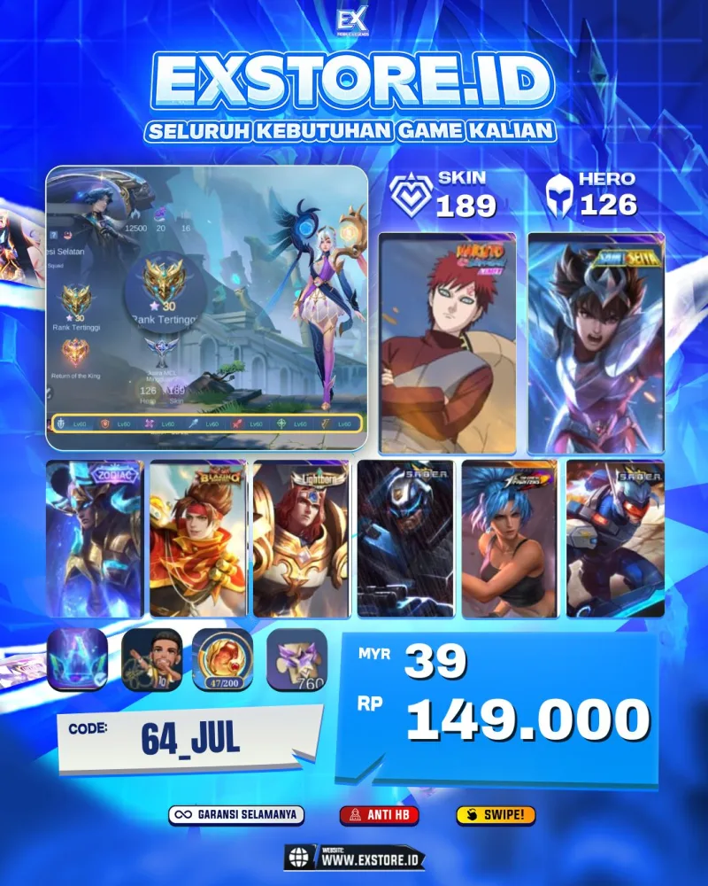 LUNOX EPIC + VALE GAARA + BADANG SAIN SEIYA + KARINA KOF + SABER SABER