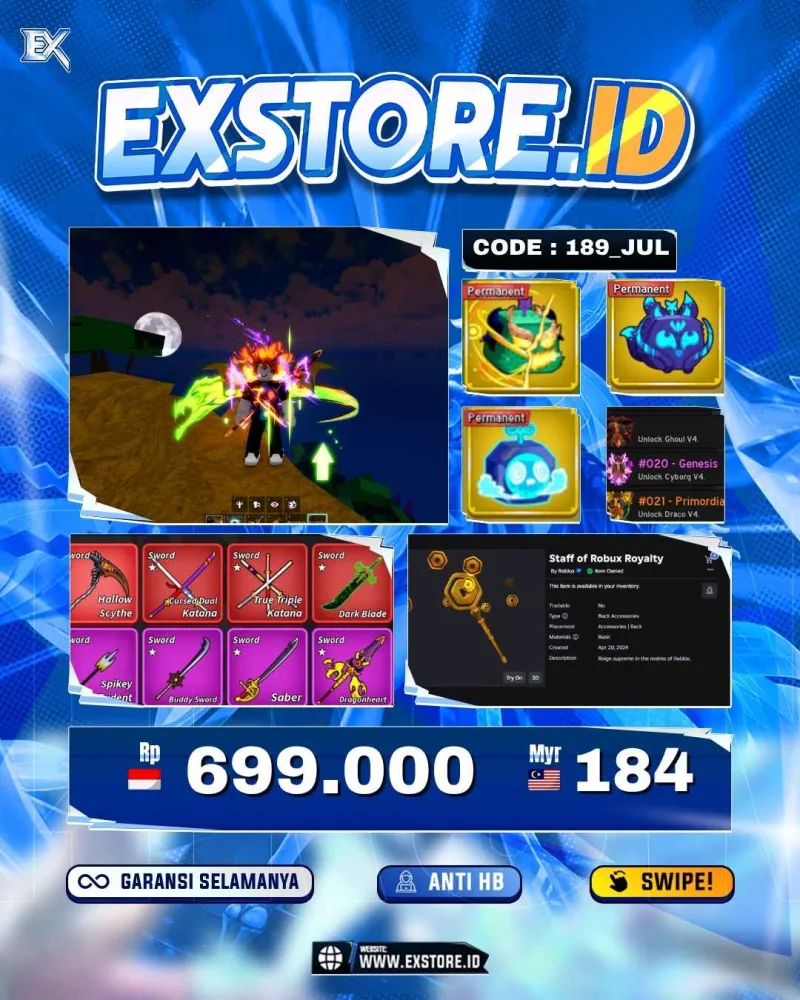 BOUNTY 30M + PERMANENT DRAGON KITSUNE GAS DOUGH PORTAL MAGMA ICE + V4 DRACO + 18 LEVI HEART + ACCESSORIES LIMITED
