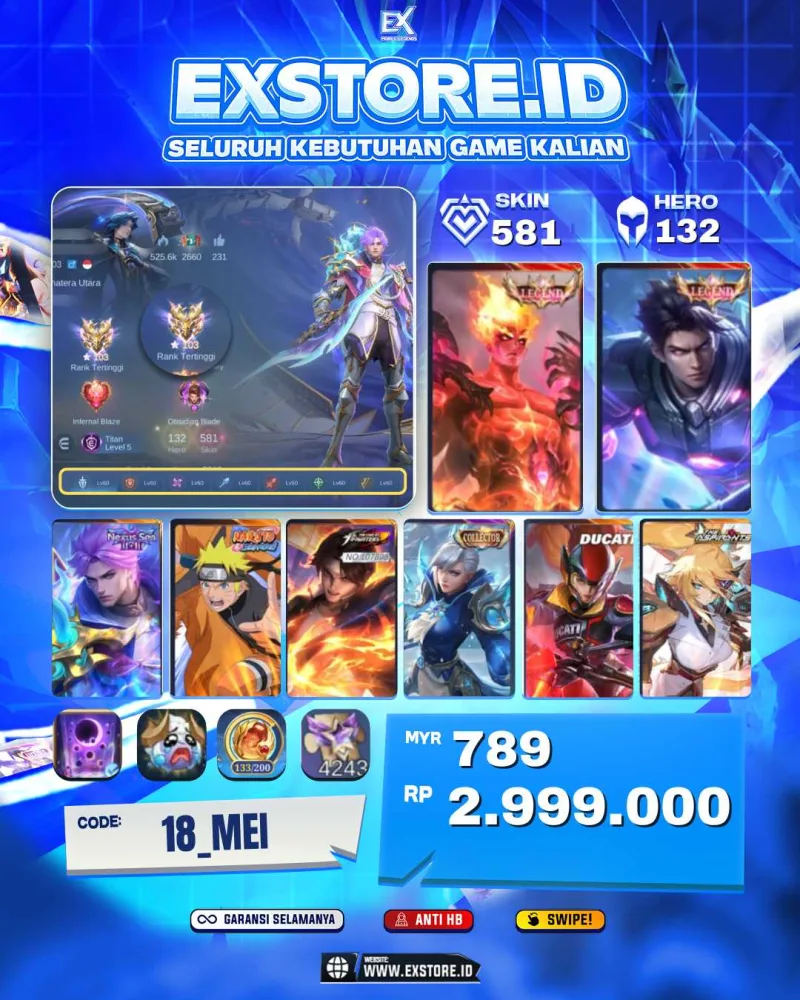 ALUCARD LEGEND + VALIR LEGEND + NOLAN 11.11 + NARUTO + VALIR KOF + IRITEL DUCATI + FANNY ASPIRANTS +  GUINEVER ASPIRANTS + RUBY ASPIRANTS +