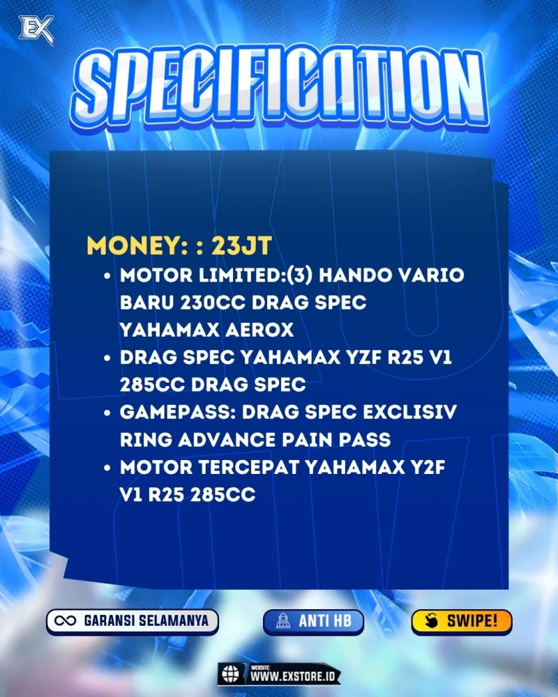 MONEY 23M + MOTOR LIMITED 3 + GAME PASS 3