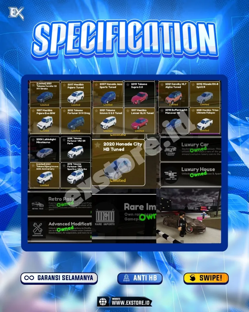 LIMITED CARS 39  + GAMEPASS 5