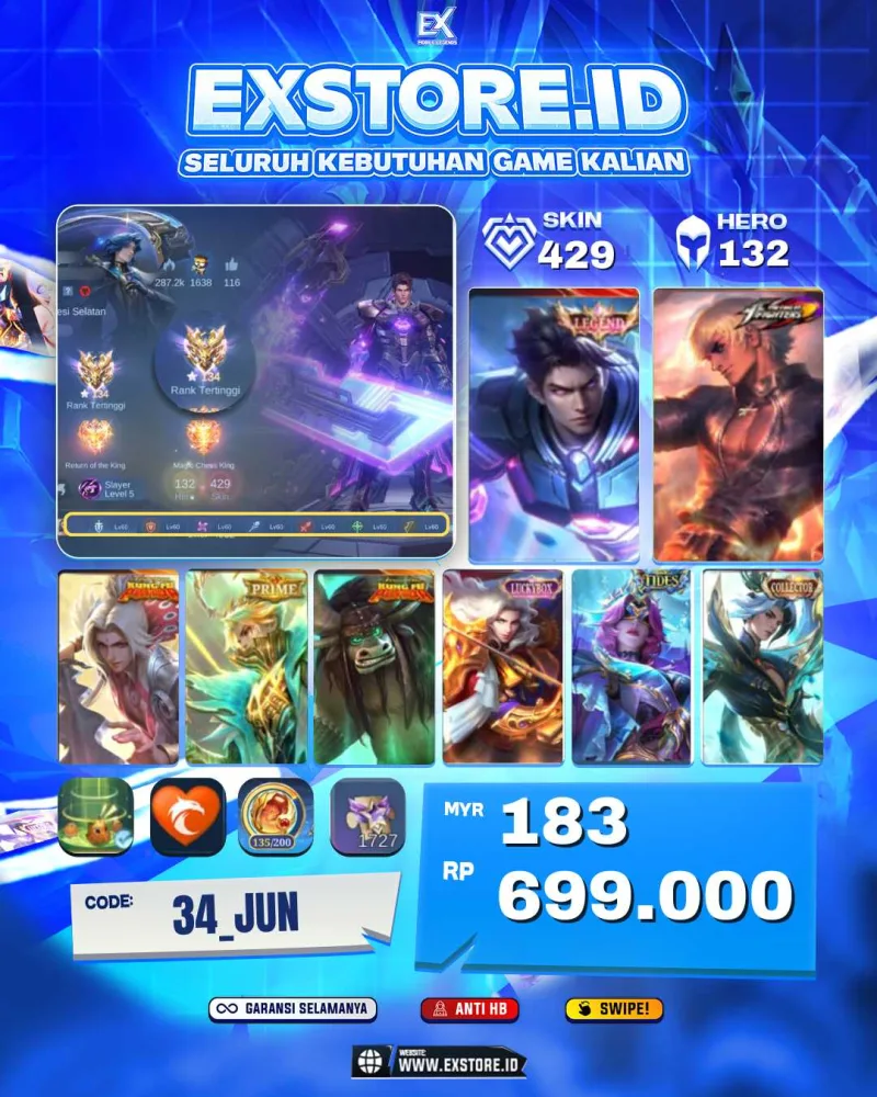 ALUCARD LEGEND +GUSION KOF + GRANGER PRIME + PARSHA TIDES + LING COLLECTORE