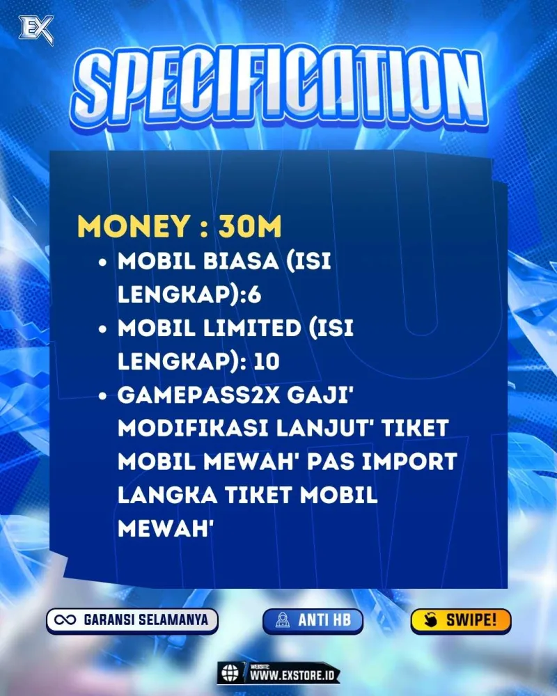 LIMITED CARS 10 + GAMEPASS 5