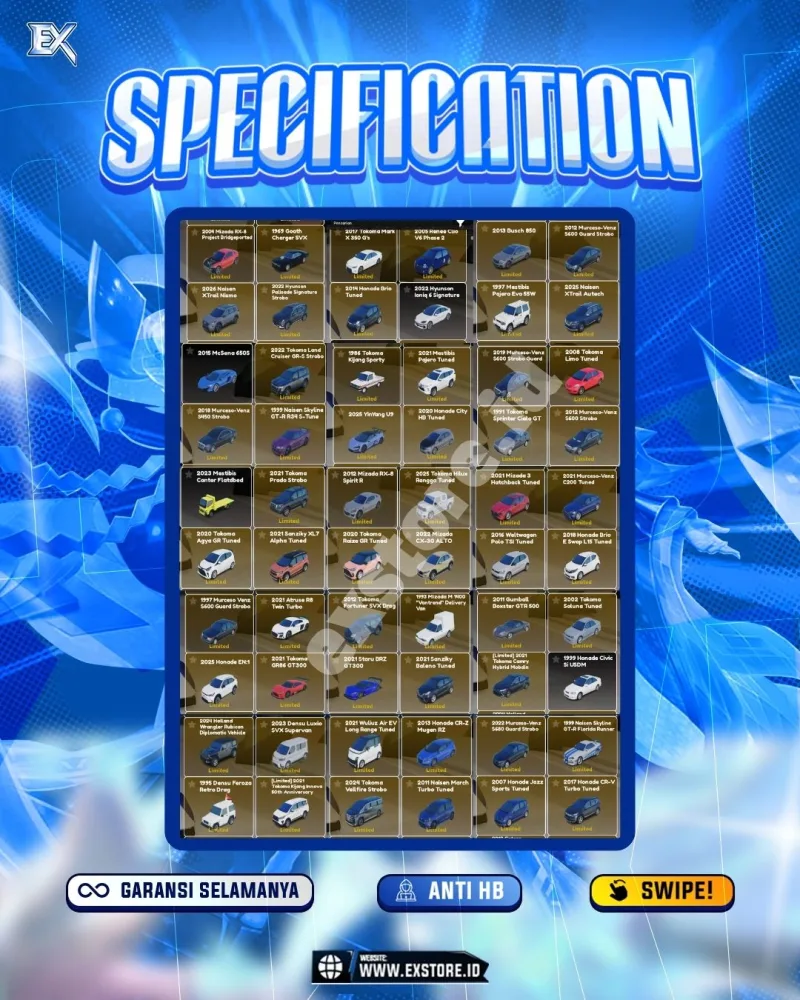 LIMITED CARS 151 + GAMEPASS 6