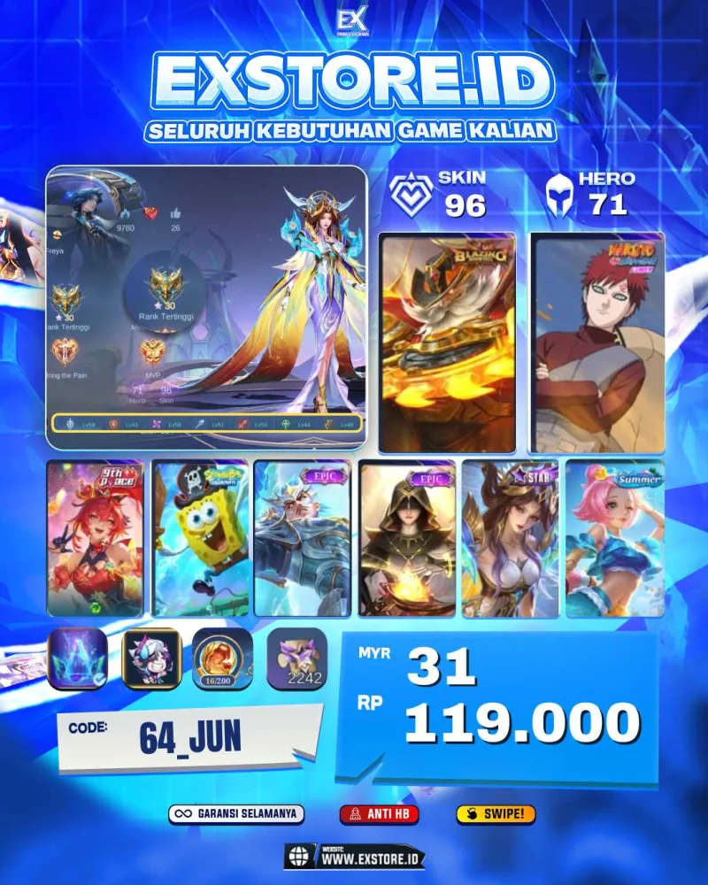 GRANCO BLAZING + VALE GAARA + FANNY PACE + GATOTKACA EPIC + LUNOX EPIC + ANGELA SUMMER