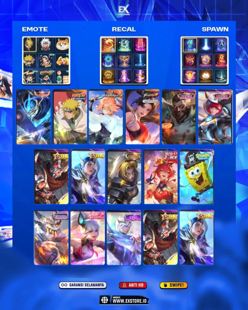 GUSION LEGEND + GUSION MINATO + FANNY ASPIRANTS + MASYAH KOF