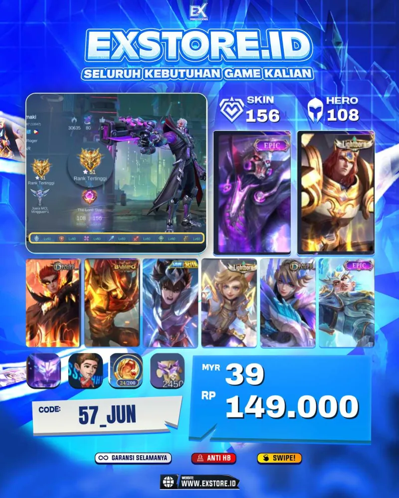 ROGER EPIC + ALDOUS BLAZING + BADANG SAIN SEIYA + GATOT KACA EPIC