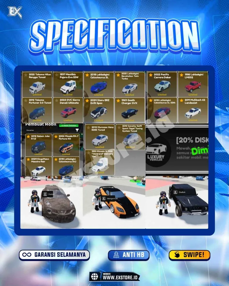 LIMITED CARS 53 + GAMEPASS 1