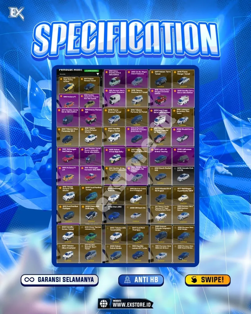 LIMITED CARS 151 + GAMEPASS 6