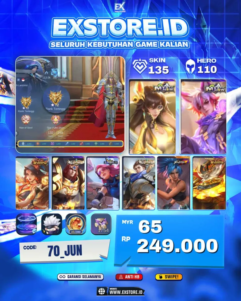 LANCELOT EPIC + LULIAN MYATIK + KARINA KOF + FRANCO BLAZING  +  ALUCARD LIGHTBORN + BALMOND EPIC
