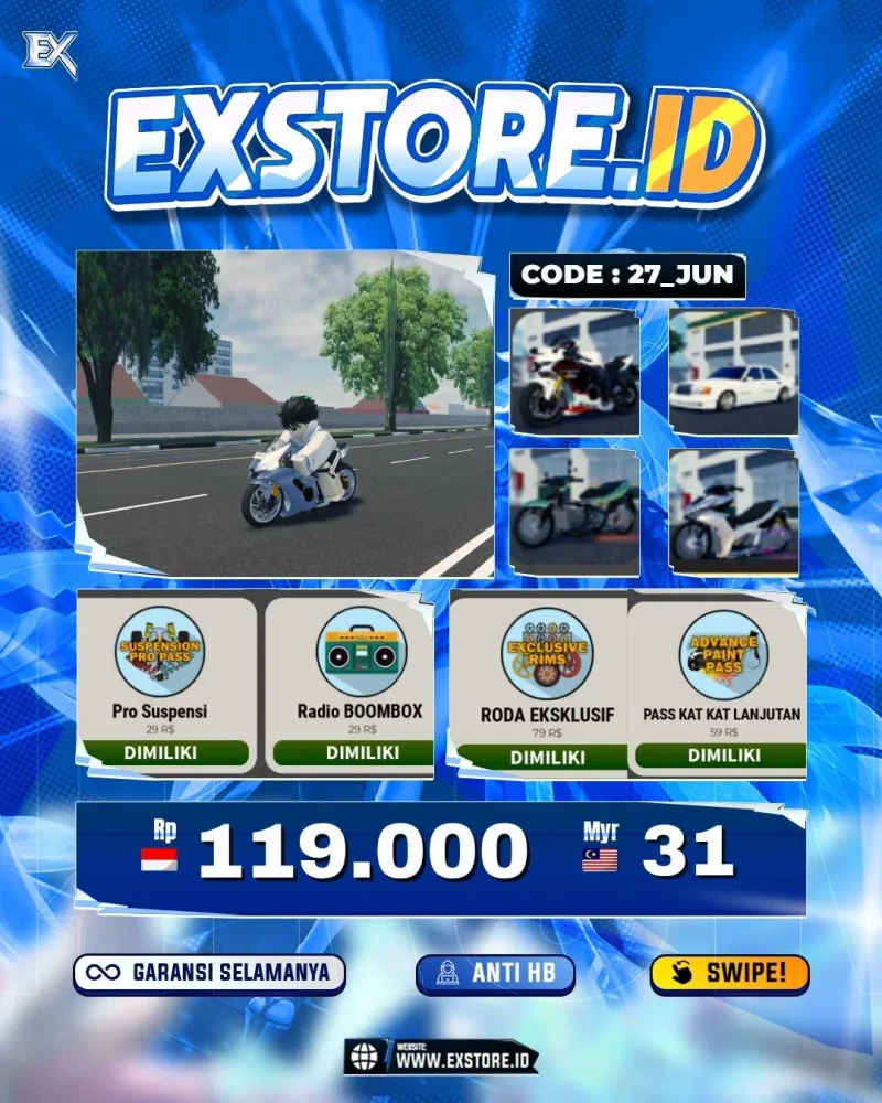 MONEY 100M + MOTOR LIMITED 5 + GAME PASS 8