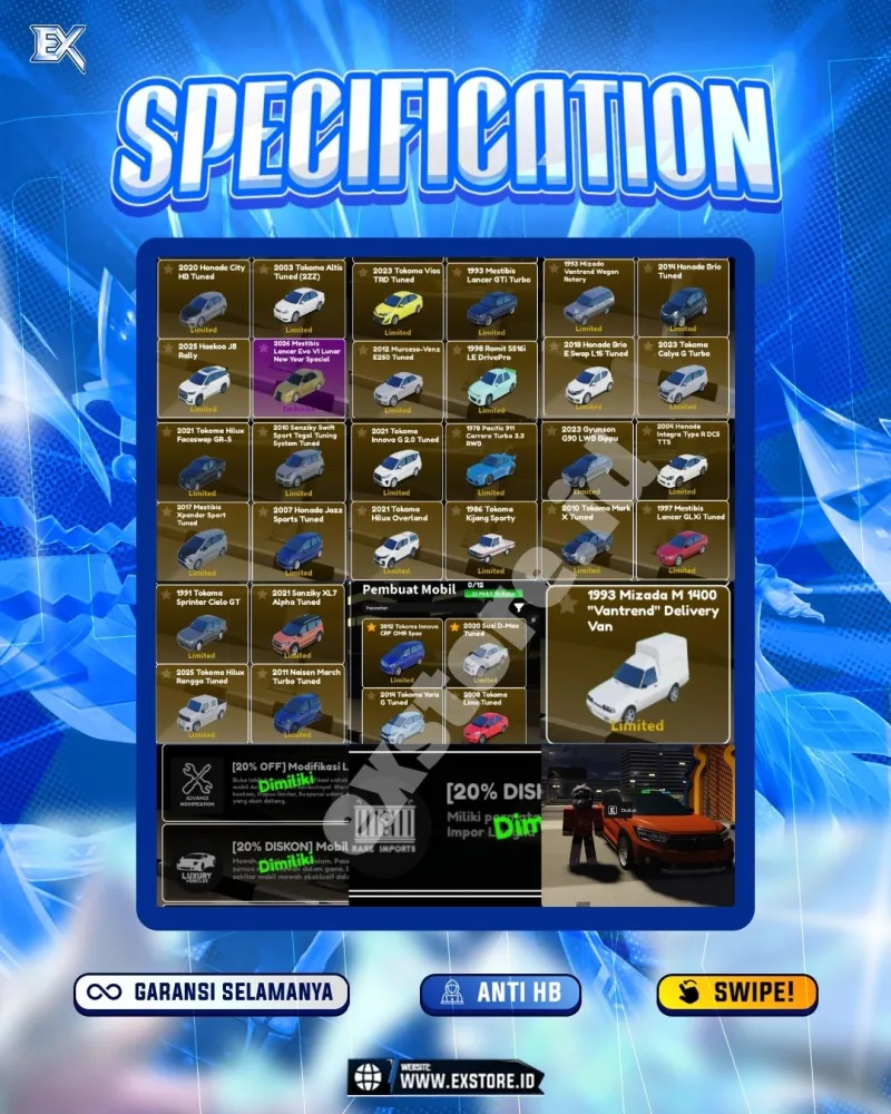 LIMITED CARS 31 + GAMEPASS 3