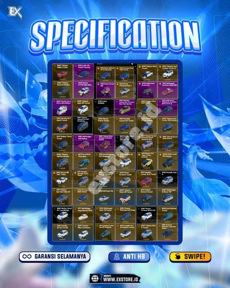 LIMITED CARS 83 + GAMEPASS 4