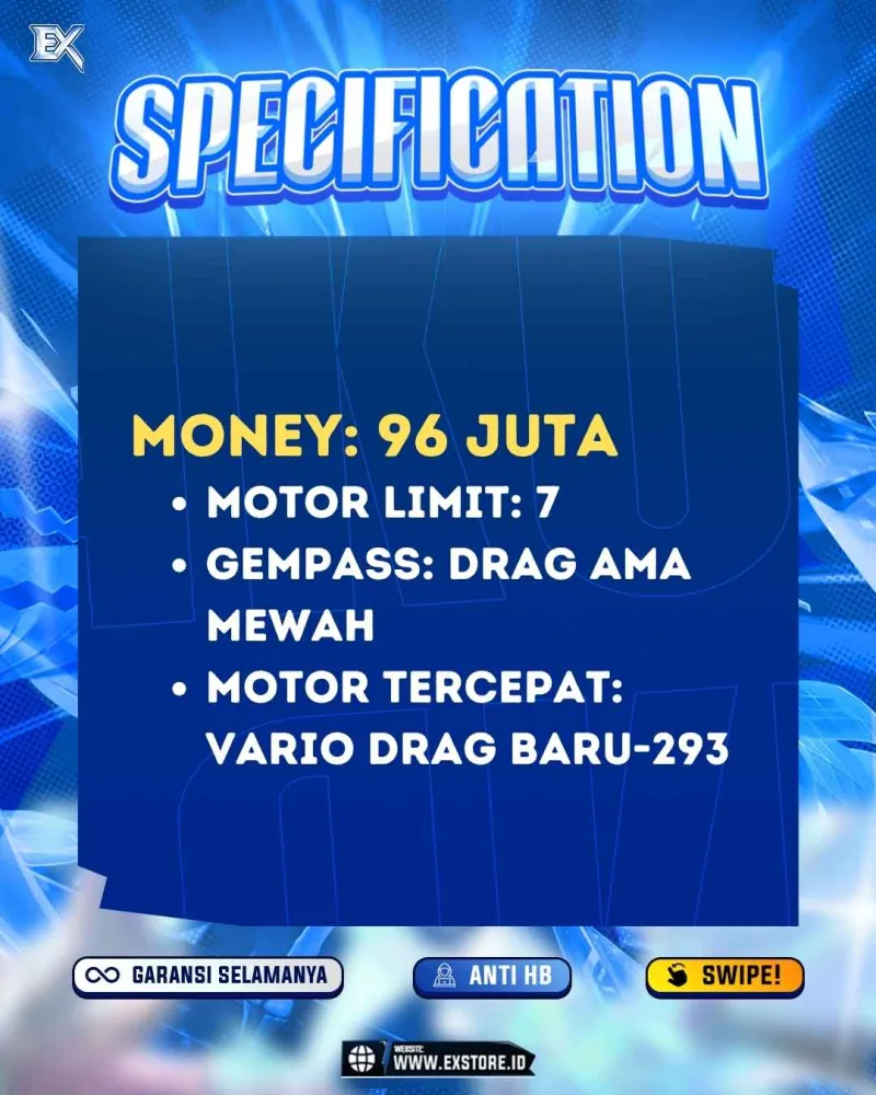 MONEY 96M + MOTOR LIMITED 7 + GAME PASS 2