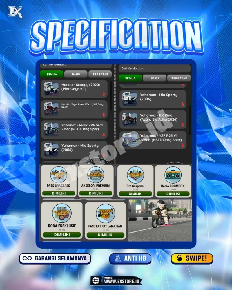 MONEY 601M + MOTOR LIMITED 4 + GAME PASS 6