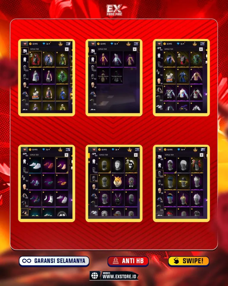 CELANA ANGEL MERAH + BAJU GENJI + SG LUMUT + MAX 2 + VAULT 342 + SET GANTENG