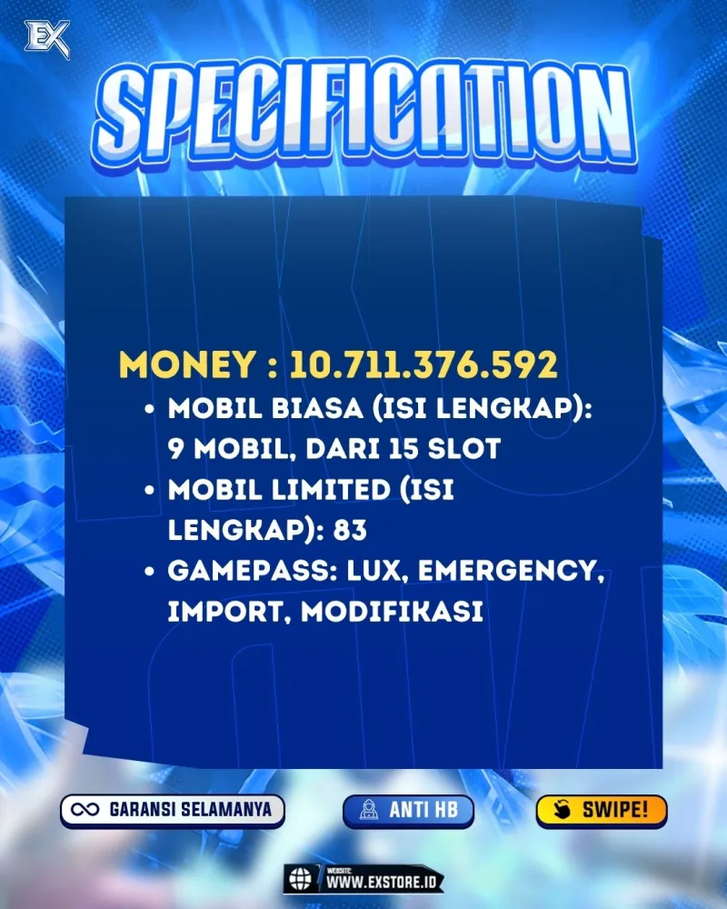 LIMITED CARS 83 + GAMEPASS 4