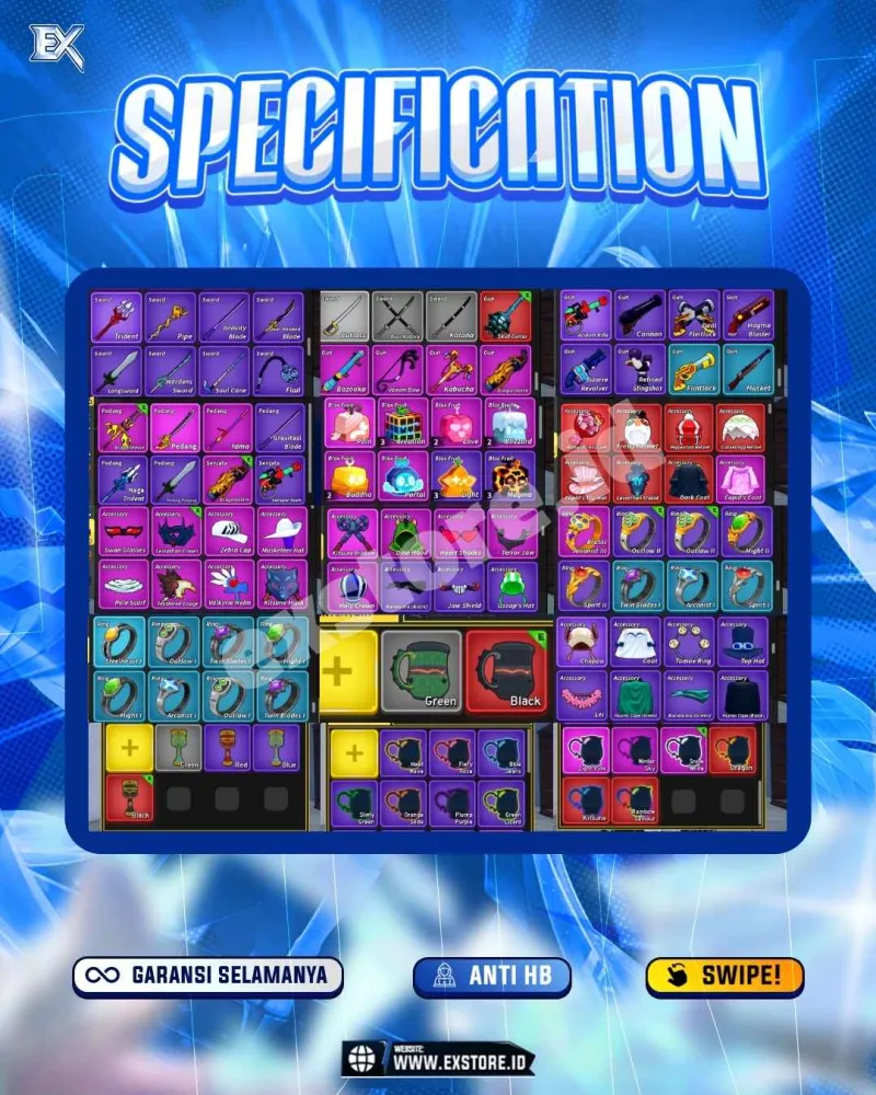 BOUNTY 30M + PERMANENT DRAGON KITSUNE GAS DOUGH PORTAL MAGMA ICE + V4 DRACO + 18 LEVI HEART + ACCESSORIES LIMITED