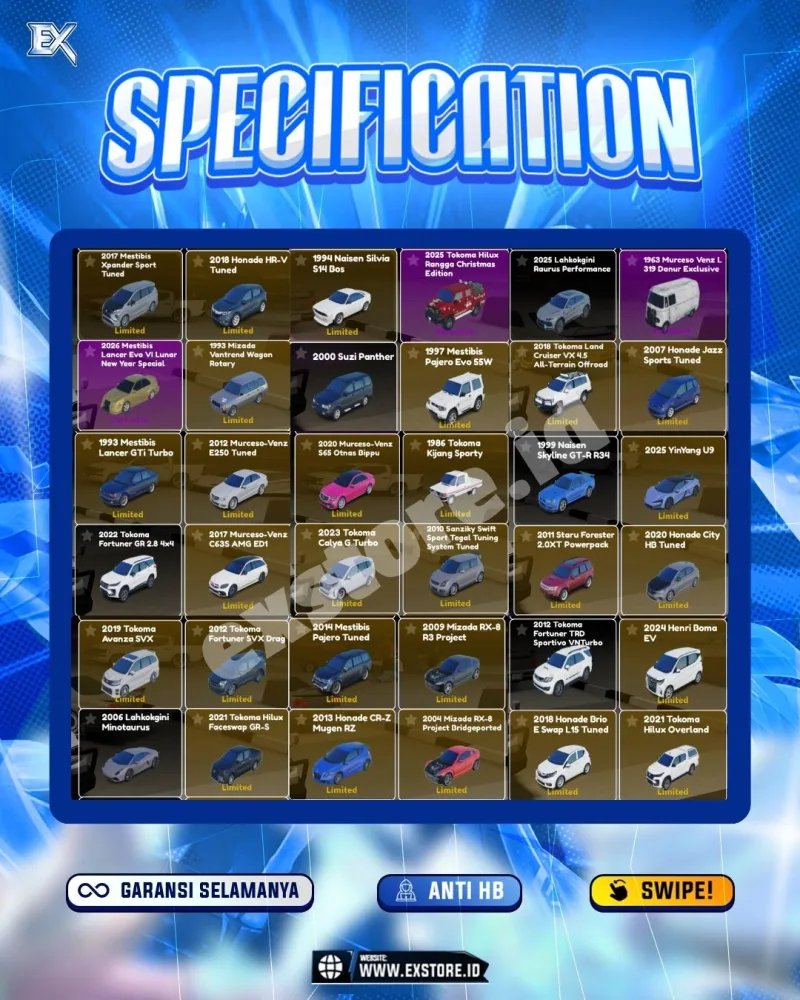 LIMITED CARS 39 + GAMEPASS 5