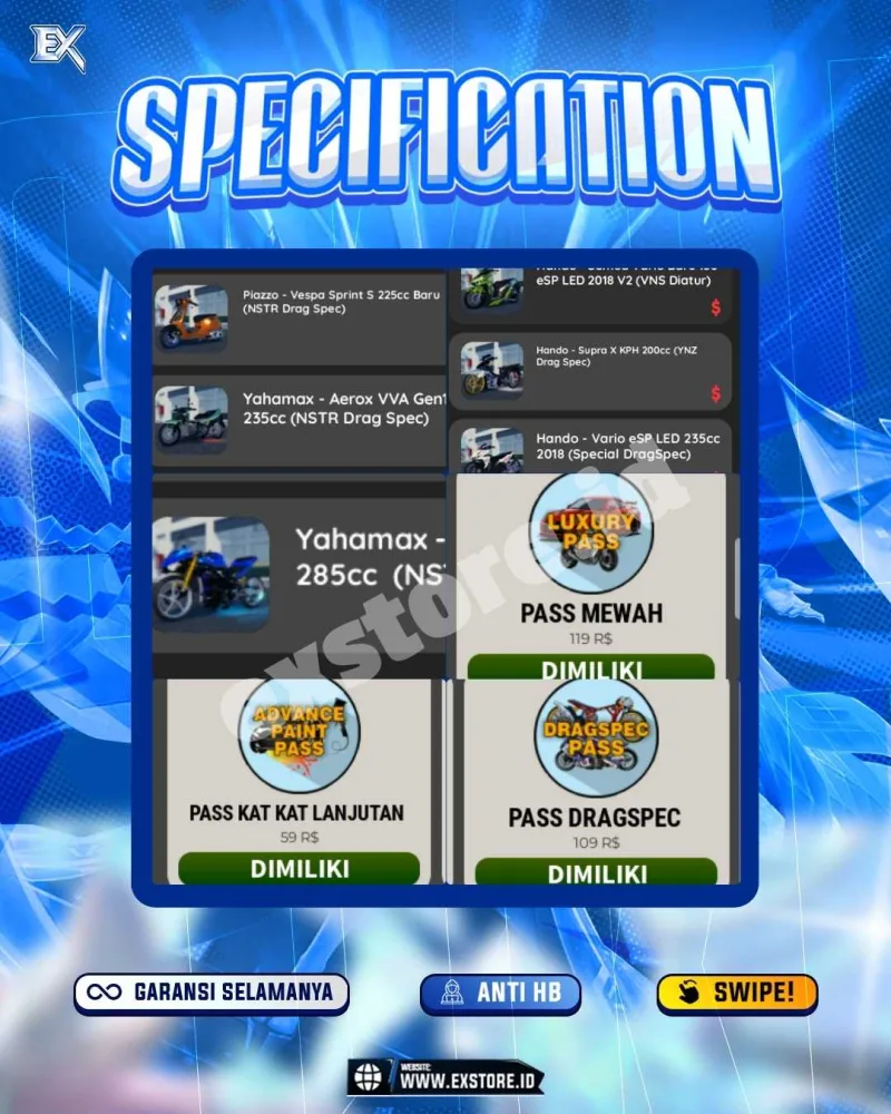 MONEY 244M + MOTOR LIMITED 6 + GAME PASS 3