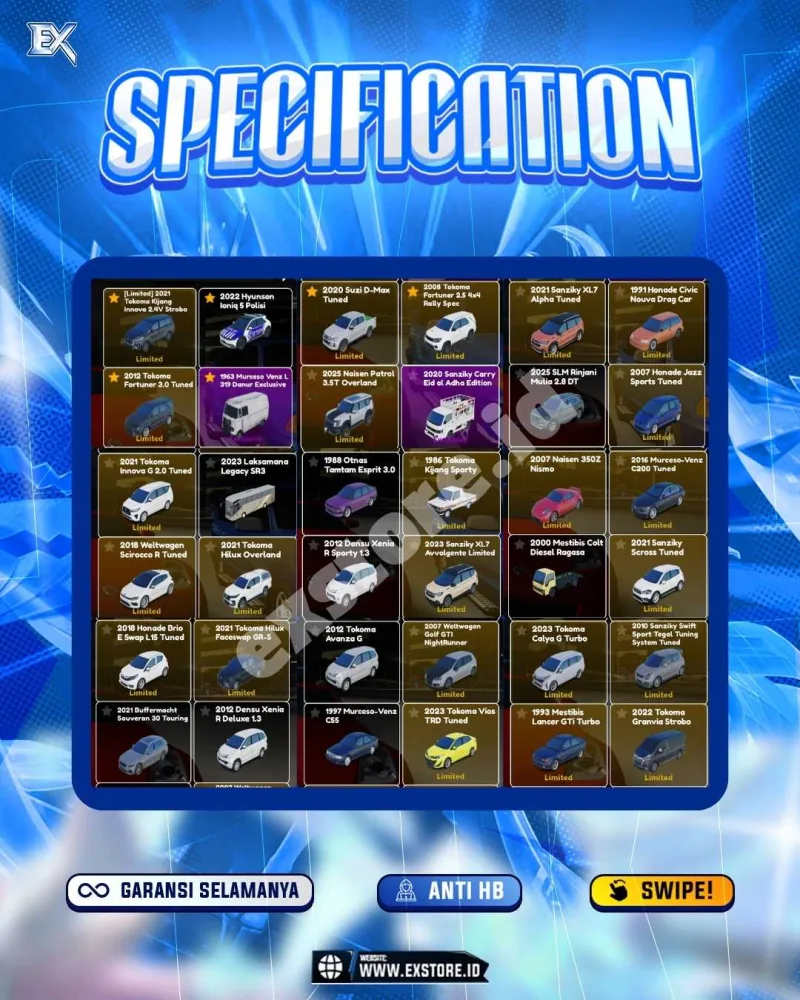 LIMITED CARS 28 + GAMEPASS 4