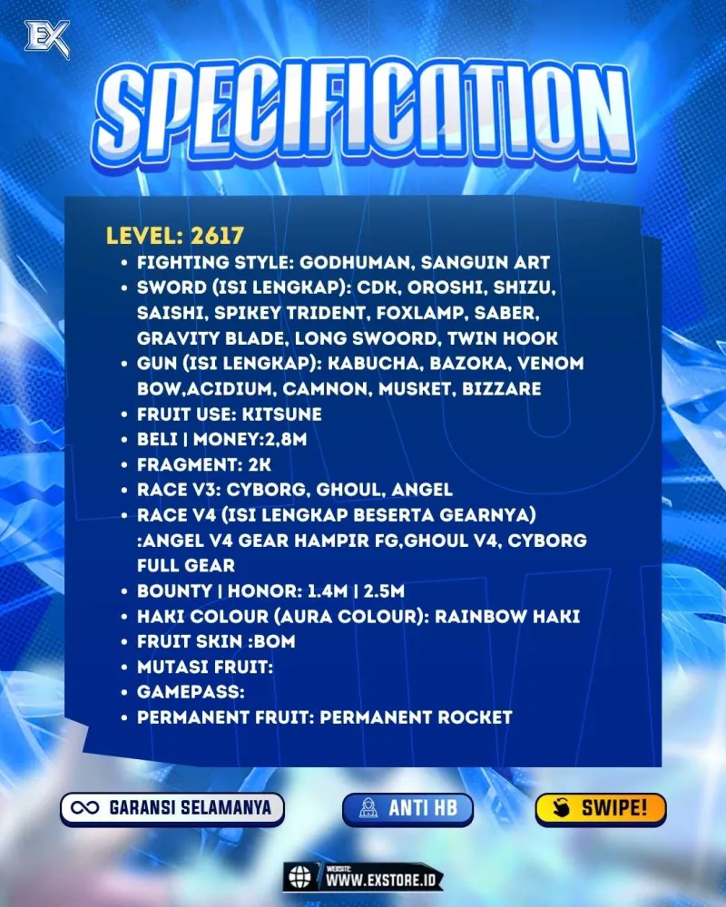 SANGUINE ART + CDK + FRUIT USE KITSUNE + V4 CYGORG GHOUL ANGEL + PERMANENT ROCKET
