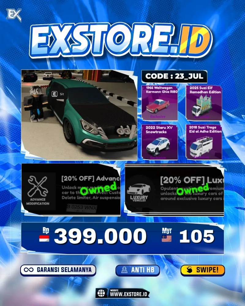 LIMITED CARS 173 + GAMEPASS 4 + DDS 2 LIMITED