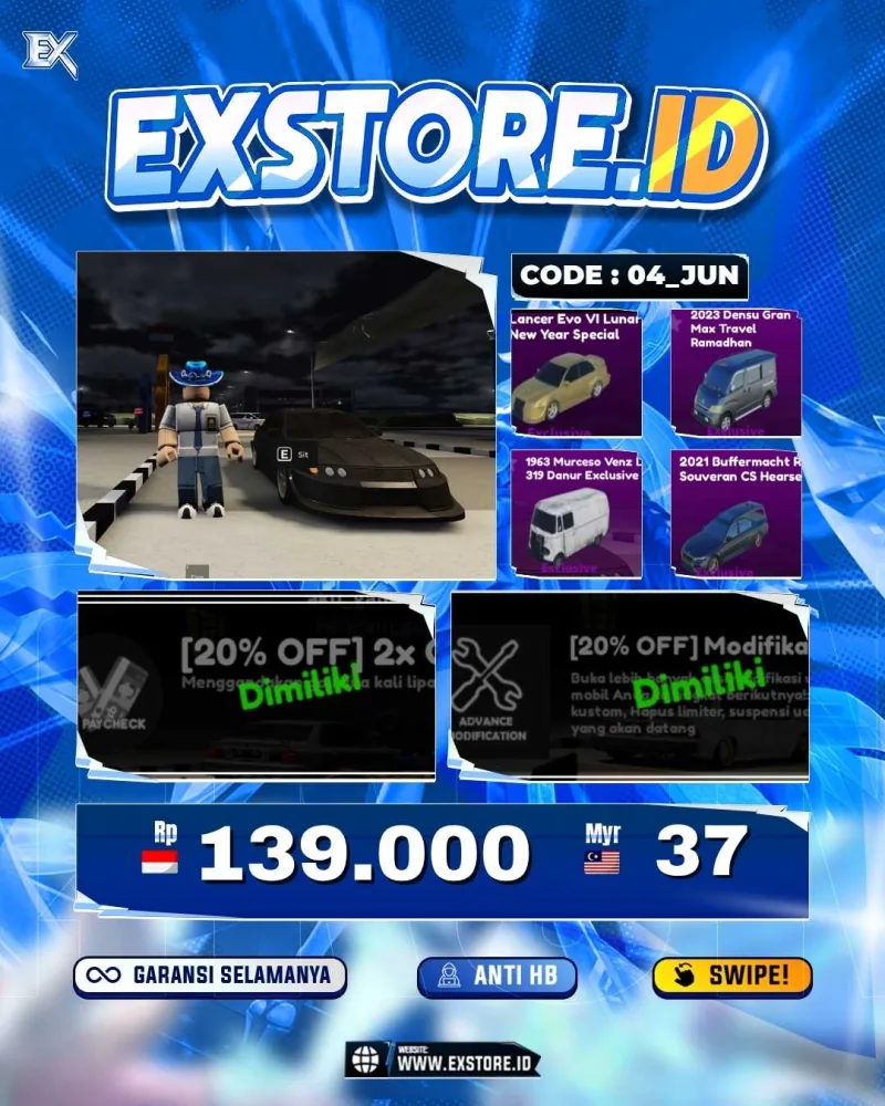 LIMITED CARS 30 + GAMEPASS 3