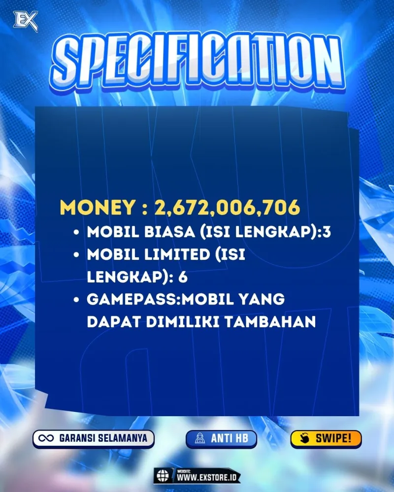LIMITED CARS 6 + GAMEPASS 1
