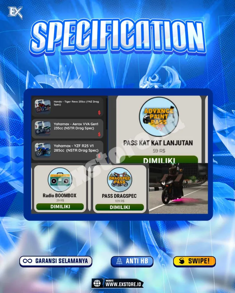 MONEY 113M + MOTOR LIMITED 3 + GAME PASS 3