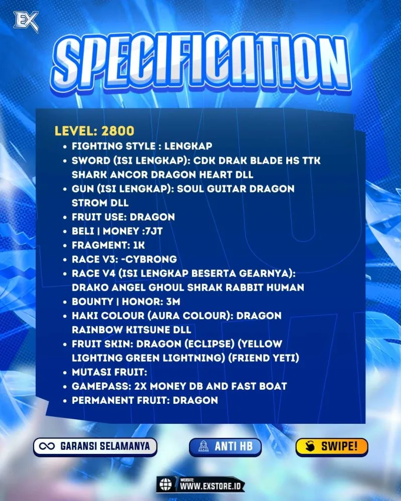 SANGUINE ART + PERMANENT DRAGON + SKIN ECLIPSE CHROMATIC + V4 (6) DRACO + CDK TTK HS  DARK BLADE + SKIN YELLOW LIGHTNING MUTASI FIEND YETI  + AVA BEROBUX