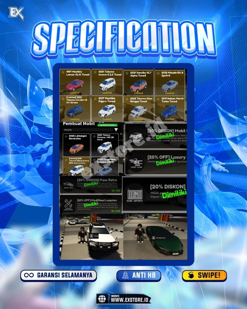 LIMITED CARS 39 + GAMEPASS 5