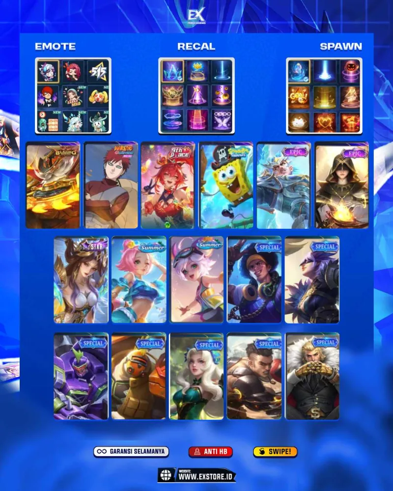 GRANCO BLAZING + VALE GAARA + FANNY PACE + GATOTKACA EPIC + LUNOX EPIC + ANGELA SUMMER
