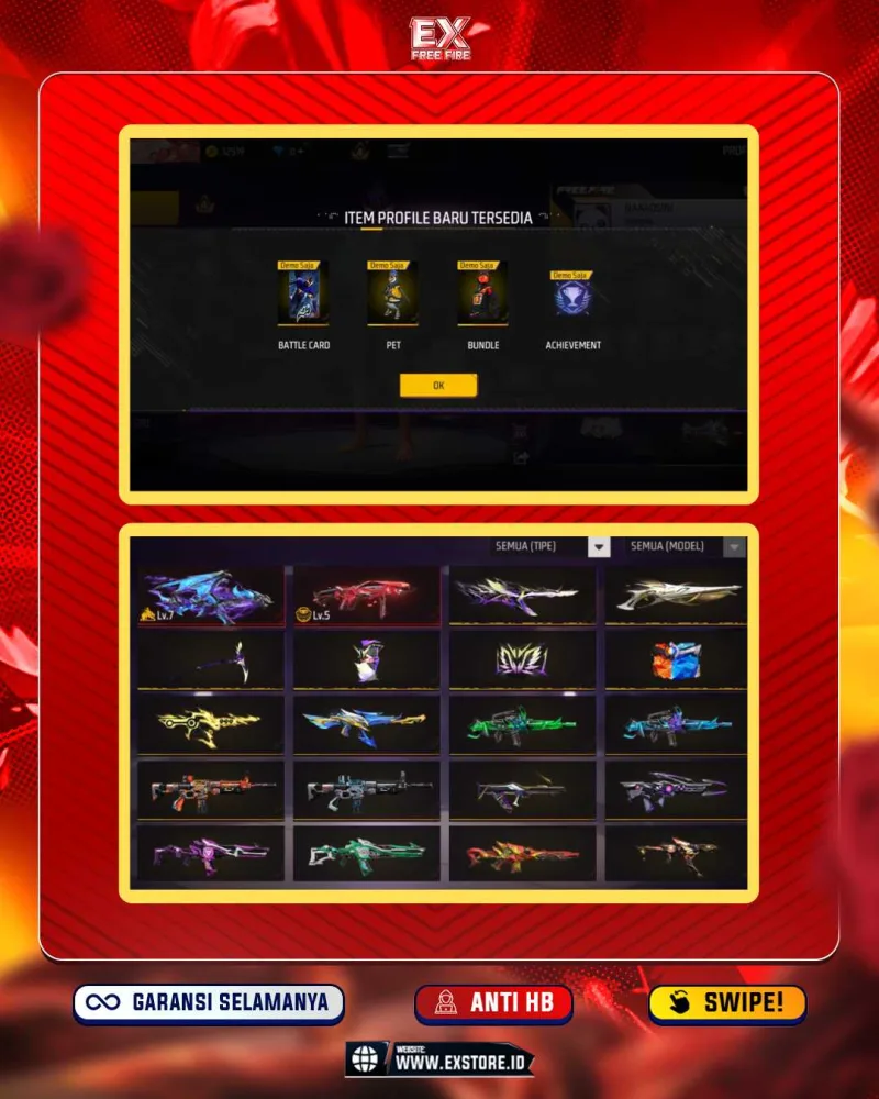 AK DRACO LV7 + VAULT 626 + AKUN OLD + CELANA PENDEK HITAM + SG GURUN + TAS KELINCI  + BAJU PARADOX + BUNDLE TITAN