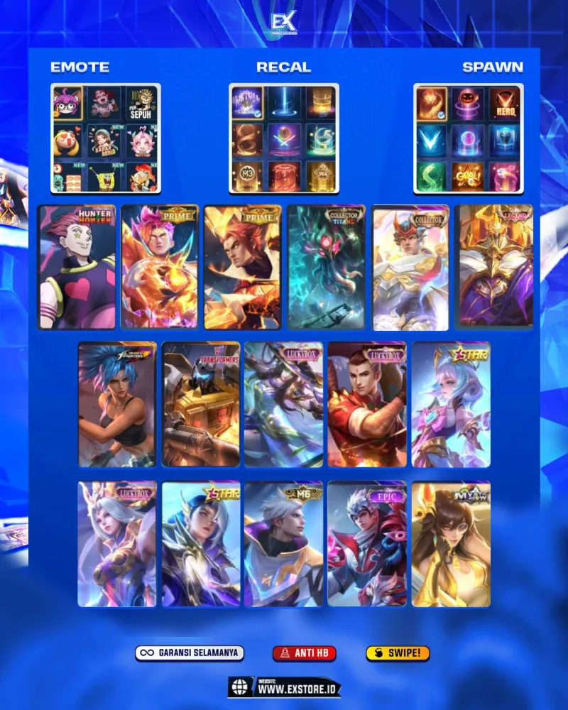 GROCK COLLECTOR + JHONSON LEGEND + CECILION HxH + YU ZHONG PRIME + ANGELA STAR + FANNY LUCKYBOX + CHOU LUCKYBOX