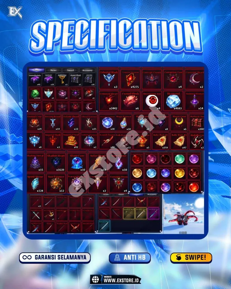 PERMANENT DRAGON YETI T-REX LIGHTNING PORTAL PHOENIX BUDDHA LIGHT EAGLE ICE SMOKE + ALL GAMEPASS + ALL SWORD + ALL GUN + V4 DRACO FG + BOUNTY 13M + SAILOR PIECE END GAME