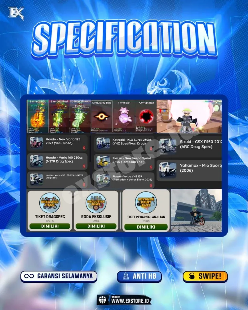 LIMITED CARS 3 + GAMEPASS 2 + DDS MOTOR LIMITED 6+ GAMEPASS 4