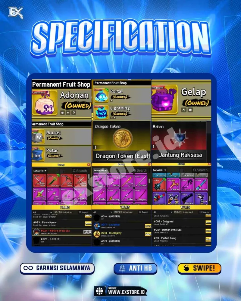 SANGUINE ART + PERMANENT DRAGON EAST TOKEN DOUGH LIGHTNING PORTAL DARK + ALL GAMEPASS + DBV3 + LIMITED ACCESSSORIES