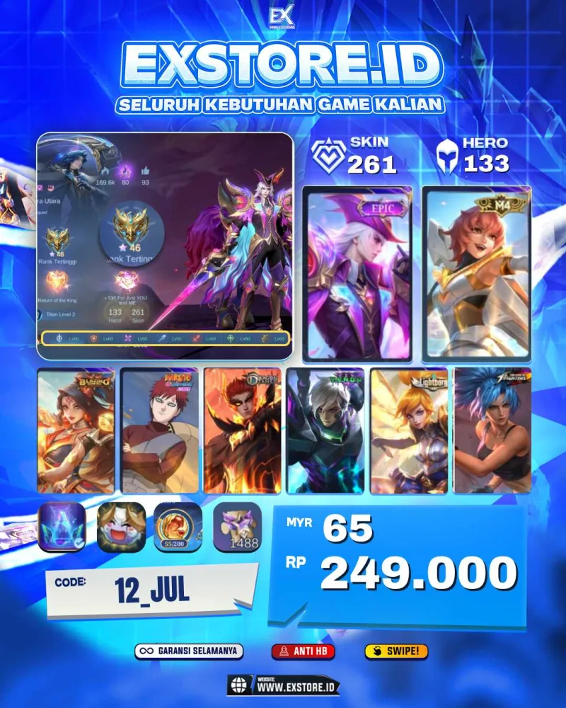 LEOMORD EPIC + BETRIX M4 + VALE GAARA + GUSION VENOM  + FANNY LIGHTBORN + KARINA KOF